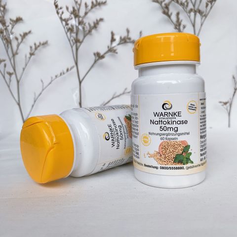 Viên uống chống đột quỵ WARNKE Nattokinase giúp ổn định huyết áp, hỗ trợ sức khỏe người cao tuổi, lọ 60 viên hàng ĐỨC