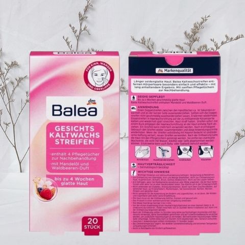 Miếng dán tẩy lông cho vùng mặt Balea Gesicht, hộp 20 miếng