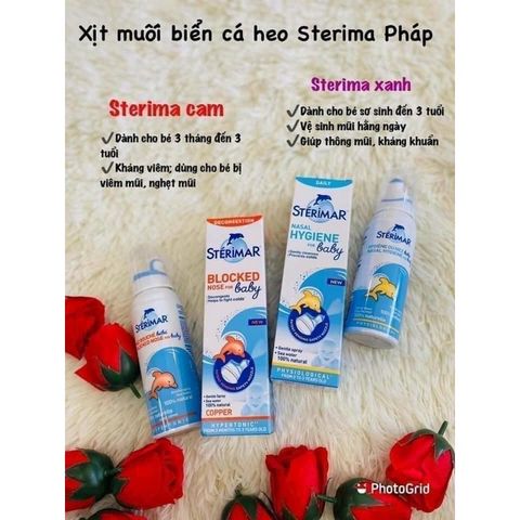 Xịt cá heo STERIMA Pháp giúp thông mũi kháng khuẩn,chăm sóc sức khỏe của bé sơ sinh từ 3 tháng tuổi