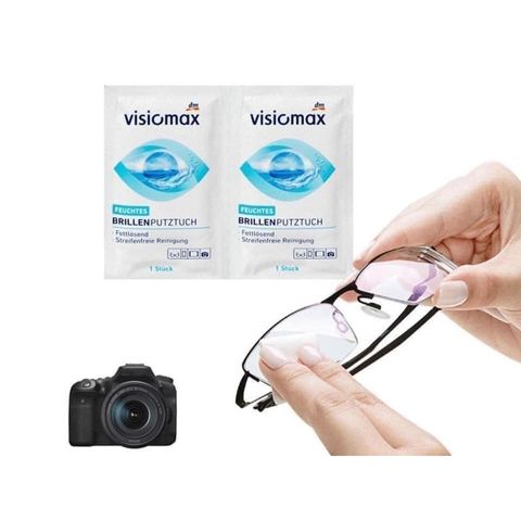 (Quà tặng cho khách mua hàng) Giấy lau kính VISIOMAX làm sạch kinh, lau mờ bụi bẩn bán lẻ theo gói ( hộp 52 gói nhỏ)