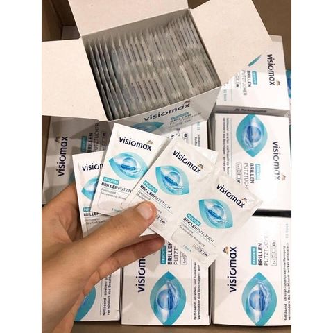 (Quà tặng cho khách mua hàng) Giấy lau kính VISIOMAX làm sạch kinh, lau mờ bụi bẩn bán lẻ theo gói ( hộp 52 gói nhỏ)