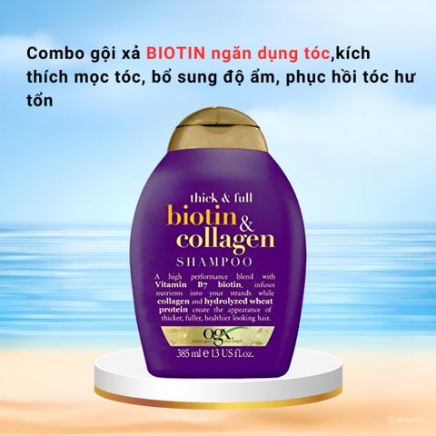 Gội xả BIOTIN COLLAGEN tím giúp mọc tóc,ngăn rụng tóc,xử lý các vấn đề tóc thưa,tóc mỏng,tóc khô,dễ gãy rụng