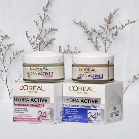Bộ em dưỡng da Loreal Hydra Active ngày và đêm cho da khô nẻ và nhạy cảm