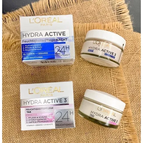 Bộ em dưỡng da Loreal Hydra Active ngày và đêm cho da khô nẻ và nhạy cảm