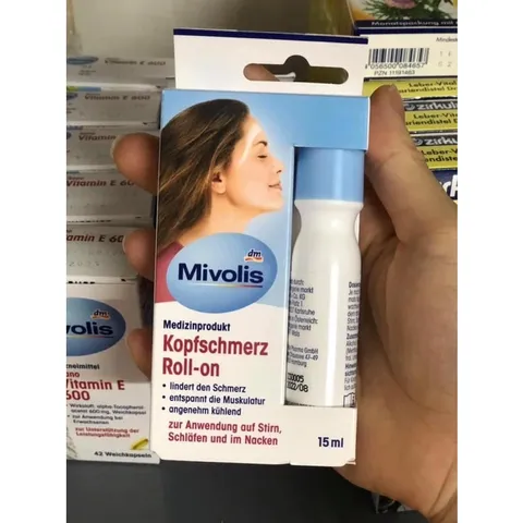 Thanh lăn làm giảm đau đầu MIVOLIS, tuýp 15ml