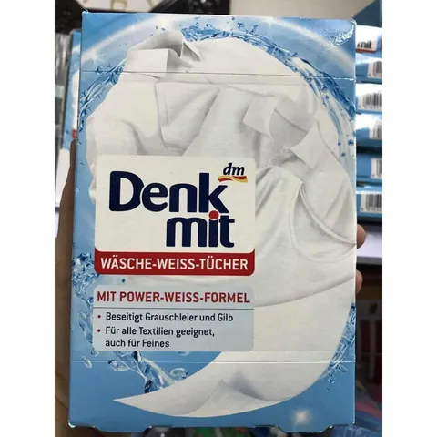 Miếng giặt tẩy trắng quần áo Denkmit,tiết kiệm thời gian và làm trắng cực kỳ tốt, hộp 20 miếng
