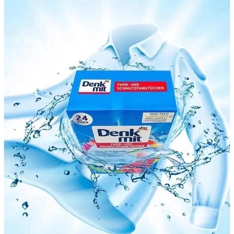 Miếng giặt tẩy trắng quần áo Denkmit,tiết kiệm thời gian và làm trắng cực kỳ tốt, hộp 20 miếng