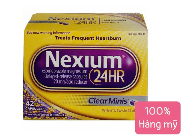 Nexium 24HR 20mg 42 viên minis - Viên uống hỗ trợ giảm trào ngược và ợ nóng, giảm axit dạ dày, một lần mỗi ngày, hiệu quả 24 giờ