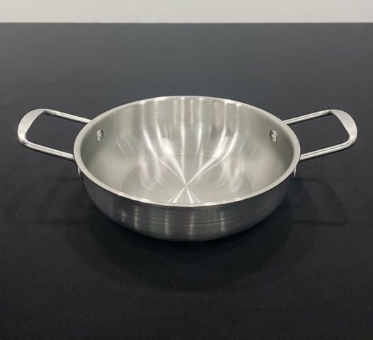 Chảo inox 2 quai đáy bầu, chảo ăn phong cách Hàn Quốc, chảo sâu lòng đa năng trang trí món ăn HXG (TH618)