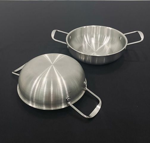 Chảo inox 2 quai đáy bầu, chảo ăn phong cách Hàn Quốc, chảo sâu lòng đa năng trang trí món ăn HXG (TH618)