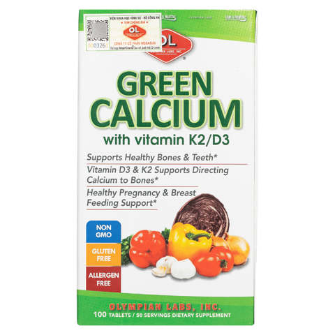 [Nhập khẩu] Viên uống bổ sung canxi hữu cơ Green Calcium Olympian Labs (100v)