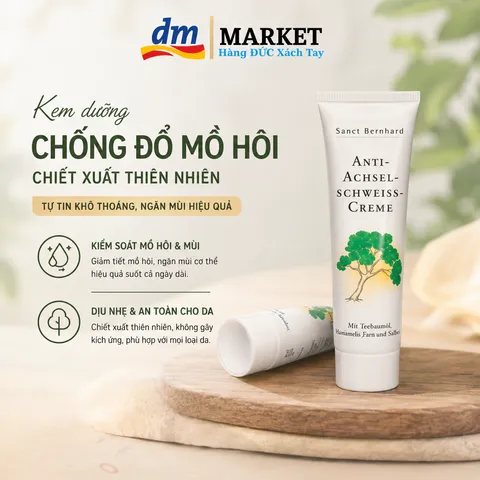 Kem bôi hôi nách thảo mộc sanct bernhard, giúp nách khô thoáng, không ra mồ hôi, tuýp 25ml
