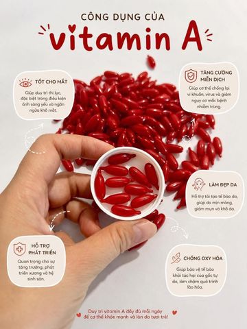 Lẻ một viên Vitamin A Liều Cao 200.000 IU Màu Đỏ - Hỗ Trợ Mắt Sáng Khỏ