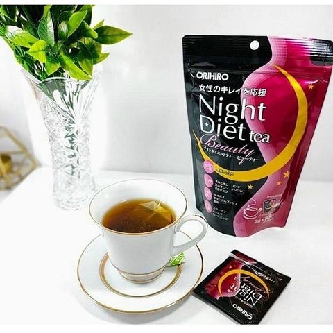 Trà giảm cân Collagen NIGHT DIET TEA Orihiro 16 túi lọc (Hồng) 752138
