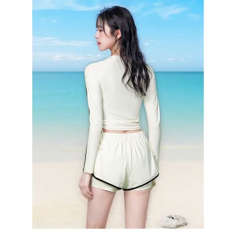 Bộ đồ bơi nữ kéo khoá ,áo tắm biển dài tay quần short chất thun lạnh phong các Hàn Quốc