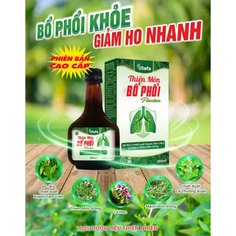 THIÊN MÔN BỔ PHỔI Premium giúp giảm ho, giảm đờm, giảm đau rát họng, bảo vệ phổi chai 250ml