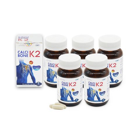 CALCI BONE K2 - hộp 60 viên -bổ sung Canxi từ tảo biển và Vitamin D3 hỗ trợ giảm loãng xương, thoái hóa xương khớp