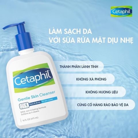 Sữa rửa mặt CETAPHIL Gentle Skin Cleanser giúp làm sạch và làm dịu da (Chai 500ml)