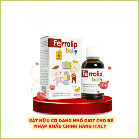 Sắt Siro Ferrolip Baby-Sắt hữu cơ nhỏ giọt Vị Đào Thơm Ngon Cho Bé -Nhập khẩu chính hãng Lọ 30 ML