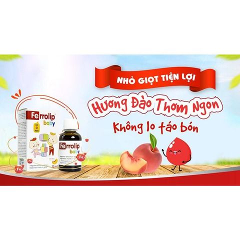 Sắt Siro Ferrolip Baby-Sắt hữu cơ nhỏ giọt Vị Đào Thơm Ngon Cho Bé -Nhập khẩu chính hãng Lọ 30 ML