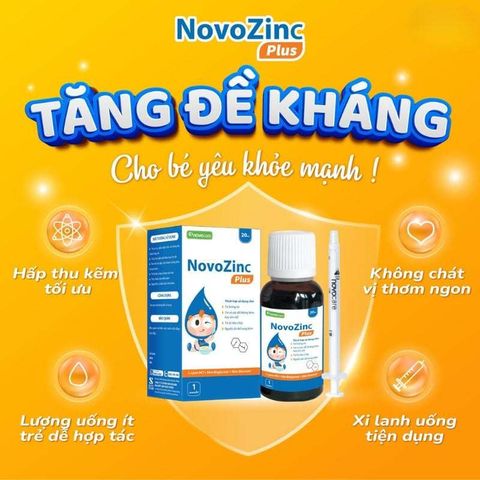 Kẽm Cho Bé Novozinc Plus - Giúp Bé Ăn Ngon, Giảm Biếng Ăn, Tăng Đề Kháng, Dễ Hấp Thụ