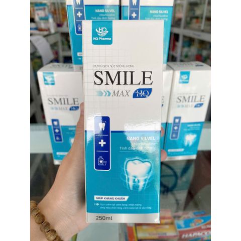 Nước súc miệng họng SMILE MAX HQ Chlohexidin và nano bạc ngừa sâu răng,hôi miệng, nhiệt miệng, chảy máu chân răng 250ml