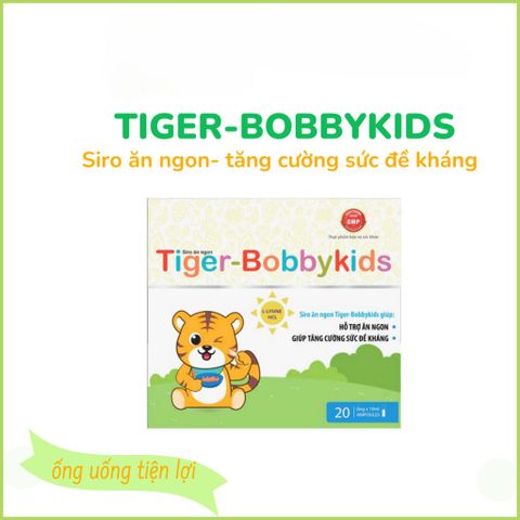 Siro Ăn Ngon Tiger Bobbykids Bổ Sung Vitamin Và Khoáng Chất Giúp Bé Ăn Ngon, Giảm Chán Ăn, Giảm Mệt Mỏi – Hộp 20 Ống