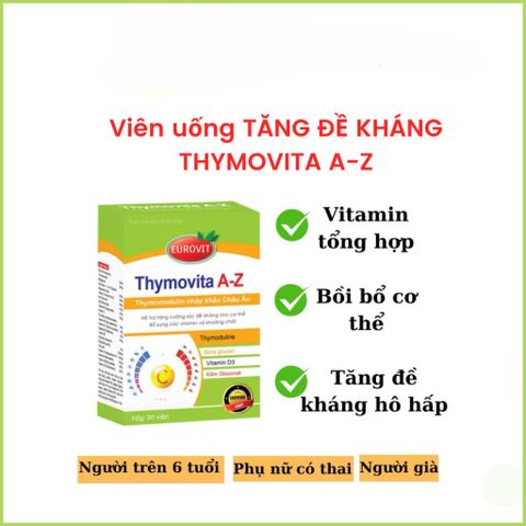 Vitamin Tổng Hợp Eurovit Thymovita A-Z Giúp Bồi Bổ Sức Khỏe, Nâng Cao Sức Đề Kháng 30 Viên