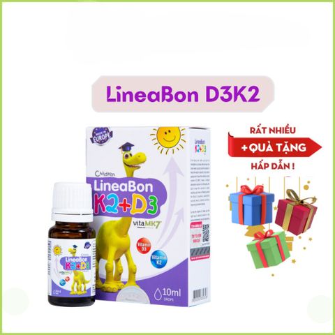Lineabon Vitamin D3 K2 10ml giúp bé cao lớn, ngủ ngon, giảm còi xương, canxi cho trẻ sơ sinh lineabon k2d3 chính hãng