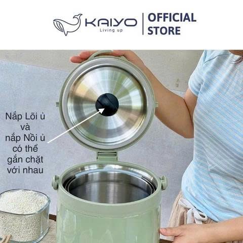 Nồi ủ chân không Kaiyo màu xanh mint-green dung tích 4,5L [mã KTC-3246]