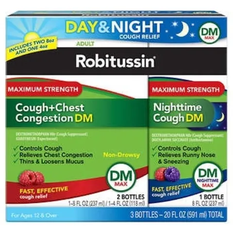 Siro giảm ho, đau ngực Robitussin Cough+Chest Congestion DM MAX Combo 3 chai