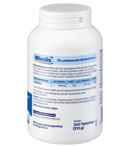 Viên Uống Mivolis Magnesium 300 Viên - Bổ Sung Magie Cho Cơ Bắp & Thần Kinh, Hỗ Trợ Giảm Chuột Rút, Căng Cơ, Duy Trì Sức Khỏe