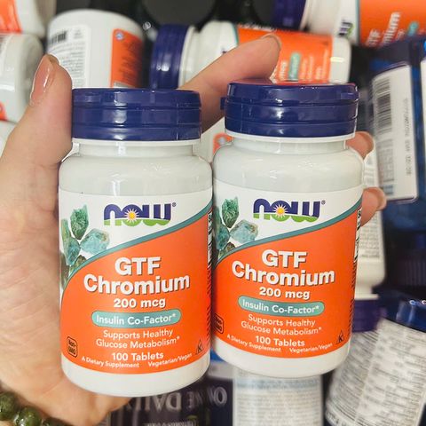 Hỗ trợ tiểu đường Now GTF Chromium 200 mcg USA 100 viên