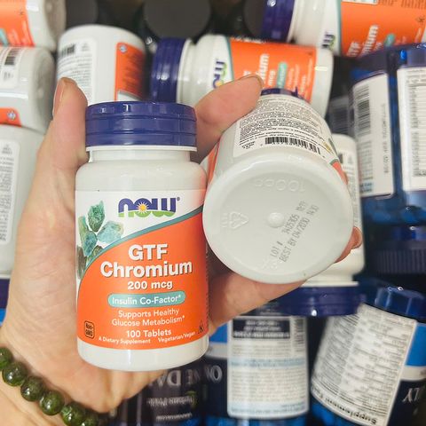 Hỗ trợ tiểu đường Now GTF Chromium 200 mcg USA 100 viên