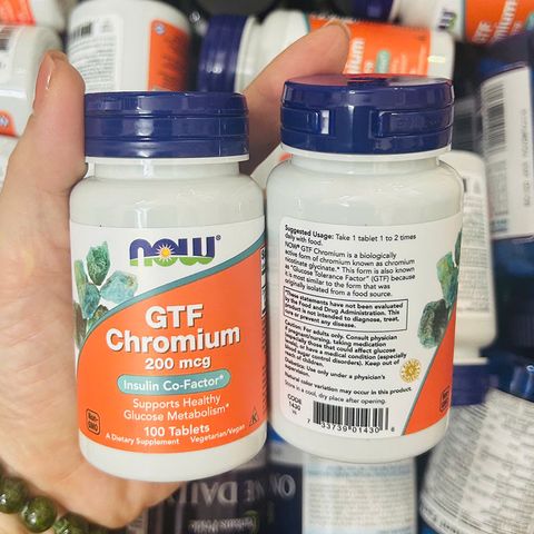 Hỗ trợ tiểu đường Now GTF Chromium 200 mcg USA 100 viên