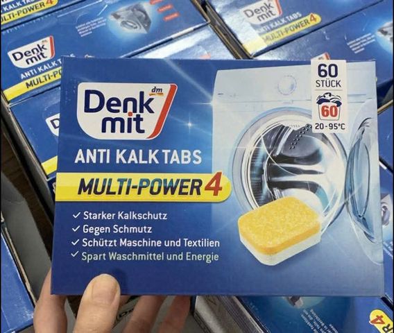 Viên Tẩy Lồng Máy Giặt Denkmit Đức 60 Viên - Giải Pháp Sạch Sâu, Khử Mùi, Diệt Khuẩn, Bảo Vệ Quần Áo và Tuổi Thọ Máy Giặt