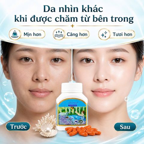 Vitatree Marine Collagen Plus 100 viên - Collagen biển, nhau thai cừu, sữa ong chúa đẹp da