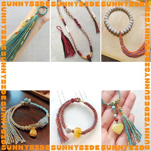 Dây Chỉ Ngũ Sắc Tây Tạng Sợi Cotton Đan Vòng Làm Handmade Trang Sức Thắt Vòng Phong Cách Dân Tộc