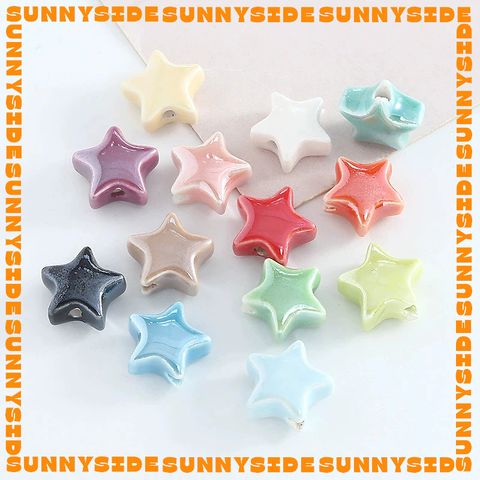 02 Hạt Charm Ngôi Sao Gốm Hạt Gốm Ngôi Sao 5 Cánh Làm Vòng Đeo Tay Mặt Dây Chuyền Phụ Kiện Trang Sức