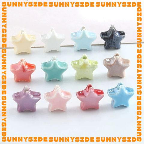 02 Hạt Charm Ngôi Sao Gốm Hạt Gốm Ngôi Sao 5 Cánh Làm Vòng Đeo Tay Mặt Dây Chuyền Phụ Kiện Trang Sức
