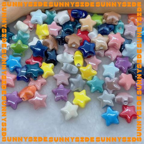 02 Hạt Charm Ngôi Sao Gốm Hạt Gốm Ngôi Sao 5 Cánh Làm Vòng Đeo Tay Mặt Dây Chuyền Phụ Kiện Trang Sức