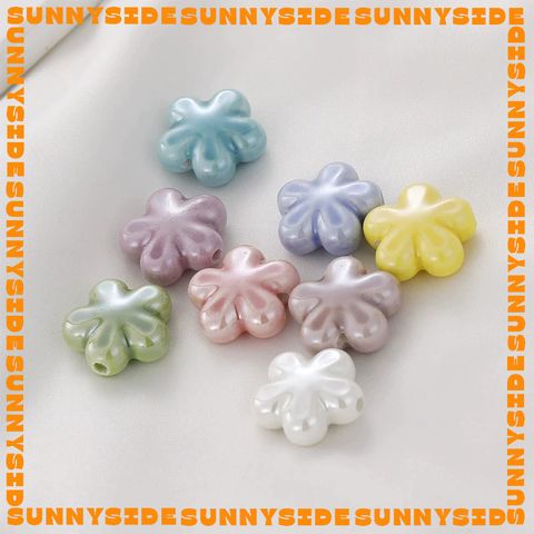 02 Hạt Charm Hoa Gốm Hạt Gốm Hình Bông Hoa 5 Cánh Làm Vòng Đeo Tay Mặt Dây Chuyền Phụ Kiện Trang Sức