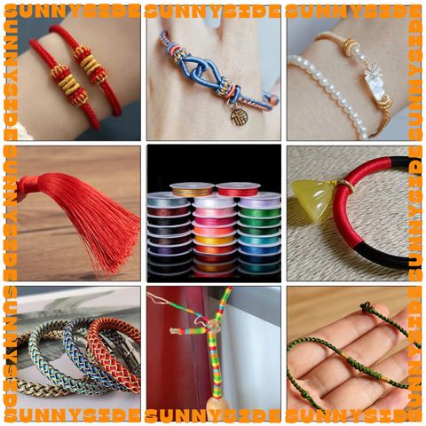 Cuộn Dây Đan Vòng Tay Chất Liệu Polyester Xoắn 0.8mm Cuộn 10m Làm Handmade Trang Sức Thắt Vòng