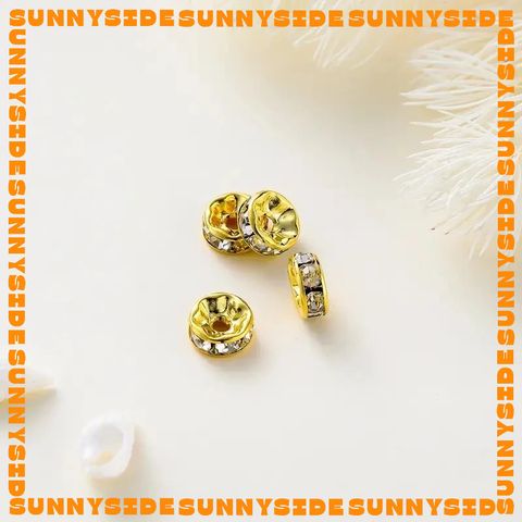 Gói 10 Charm Bánh Xe Hạt Xoàn Chặn Hạt Mạ Vàng 18K Cao Cấp Xỏ Xen Hạt Chuỗi Làm Trang Sức Handmade DIY