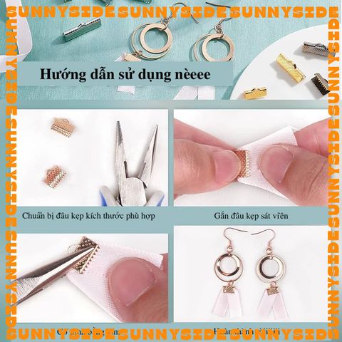 5 Cặp Đầu Kẹp Nối Đầu Dây Răng Cưa Vàng Inox Thép Không Gỉ Cao Cấp Làm Trang Sức Handmade DIY