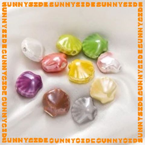 02 Hạt Charm Sò Gốm Hạt Gốm Hình Vỏ Sò Làm Vòng Đeo Tay Mặt Dây Chuyền Phụ Kiện Trang Sức