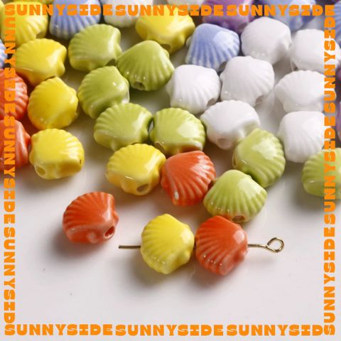 02 Hạt Charm Sò Gốm Hạt Gốm Hình Vỏ Sò Làm Vòng Đeo Tay Mặt Dây Chuyền Phụ Kiện Trang Sức