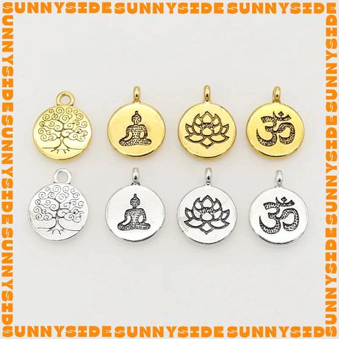 02 Charm Treo Hình Phật Hoa Sen Chữ OM Cây Đời Phong Cách Tây Tạng Làm Vòng Tay Treo Phụ Kiện Hanndmade DIY