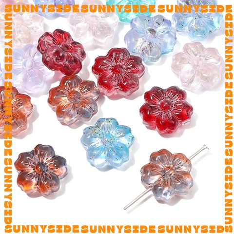 5 Hạt Thủy Tinh Hoa Anh Đào 14mm Cao Cấp Làm Vòng Tay, Trang Sức, Móc Khóa, Thủ Công DIY Handmade