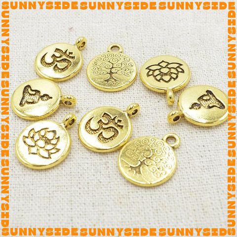 02 Charm Treo Hình Phật Hoa Sen Chữ OM Cây Đời Phong Cách Tây Tạng Làm Vòng Tay Treo Phụ Kiện Hanndmade DIY